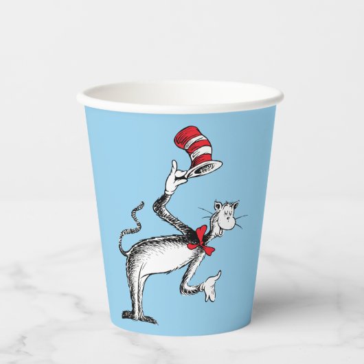 Katze im Hut nimmt einen Bow Pappbecher (Vorderseite)