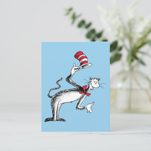 Katze im Hut nimmt einen Bow Postkarte (Stehend Vorderseite)