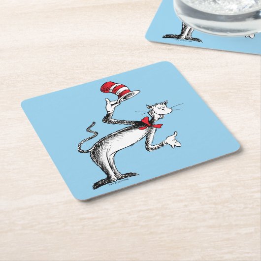 Katze im Hut nimmt einen Bow Rechteckiger Pappuntersetzer (angewinkelt)