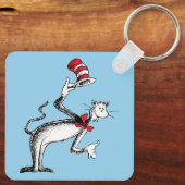 Katze im Hut nimmt einen Bow Schlüsselanhänger (Rückseite)