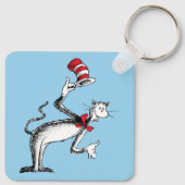 Katze im Hut nimmt einen Bow Schlüsselanhänger (Rückseite)