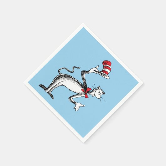 Katze im Hut nimmt einen Bow Serviette (Ecke)