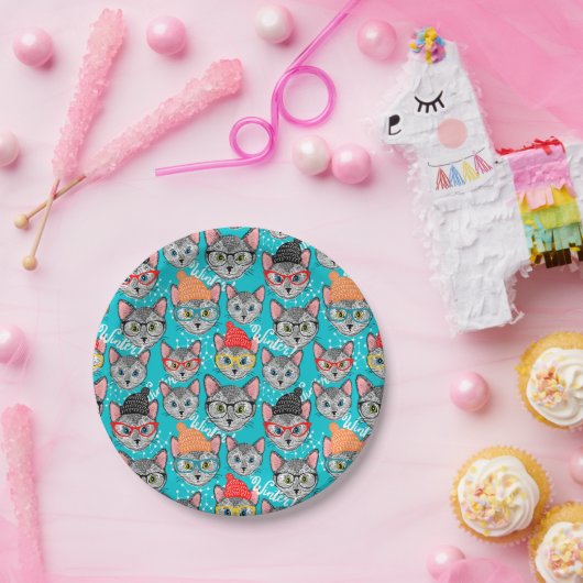 Katze im Hut Pappteller (Party)