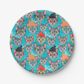 Katze im Hut Pappteller (Vorderseite)