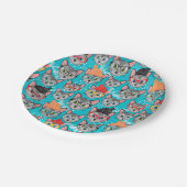 Katze im Hut Pappteller (Schrägansicht)