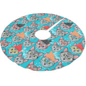 Katze im Hut Polyester Weihnachtsbaumdecke (Schrägansicht)