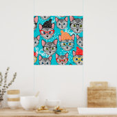 Katze im Hut Poster (Küche)