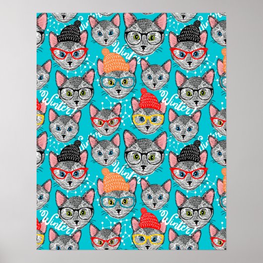 Katze im Hut Poster (Vorne)