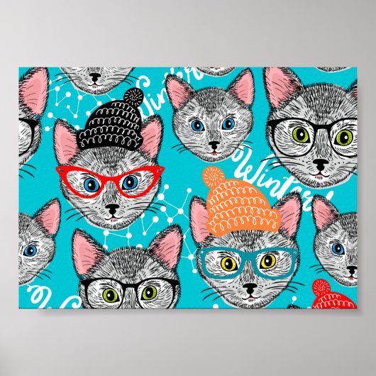 Katze im Hut Poster (Vorne)