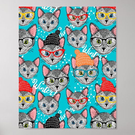 Katze im Hut Poster (Vorne)