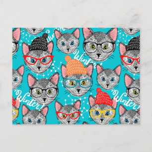 Katze im Hut Postkarte