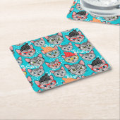 Katze im Hut Rechteckiger Pappuntersetzer (angewinkelt)