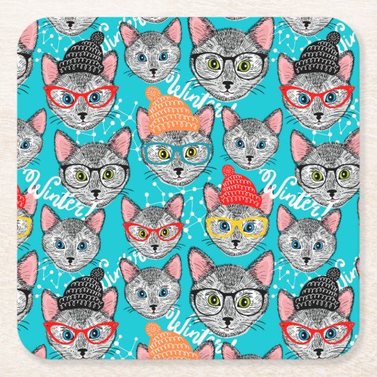 Katze im Hut Rechteckiger Pappuntersetzer (Vorderseite)