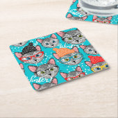 Katze im Hut Rechteckiger Pappuntersetzer (angewinkelt)