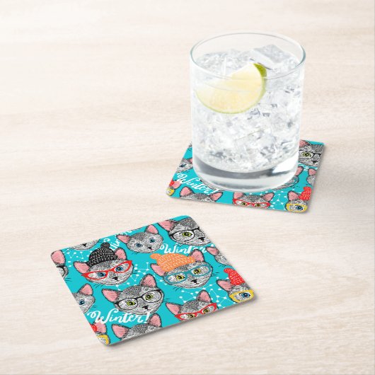 Katze im Hut Rechteckiger Pappuntersetzer (Vor Ort)