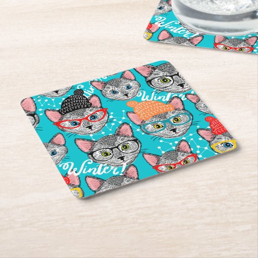 Katze im Hut Rechteckiger Pappuntersetzer (angewinkelt)