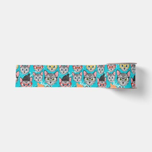 Katze im Hut Ripsband (Vorderseite)