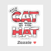 Katze im Hut | Roter und weißer Streifen Aufkleber (Blatt)