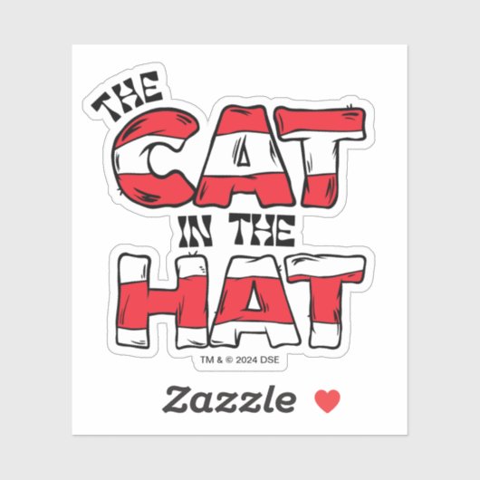 Katze im Hut | Roter und weißer Streifen Aufkleber (Blatt)