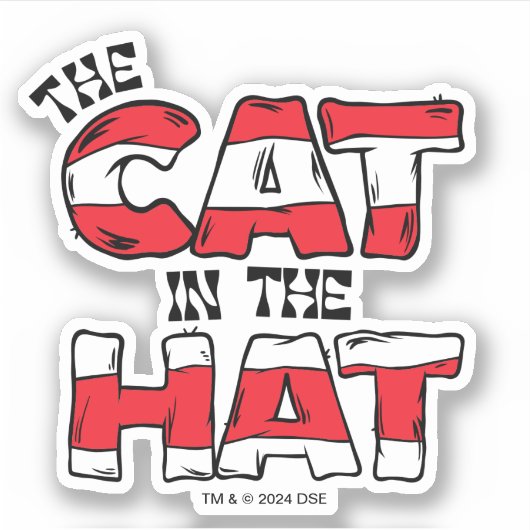 Katze im Hut | Roter und weißer Streifen Aufkleber (Vorderseite)