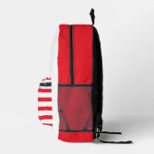 Katze im Hut | Roter und weißer Streifen Bedruckter Rucksack (Rechts)