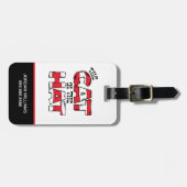 Katze im Hut | Roter und weißer Streifen Gepäckanhänger (Vorderseite horizontal)