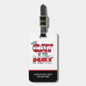Katze im Hut | Roter und weißer Streifen Gepäckanhänger (Vorderseite vertikal)