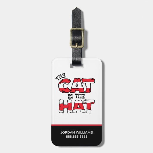 Katze im Hut | Roter und weißer Streifen Gepäckanhänger (Vorderseite vertikal)