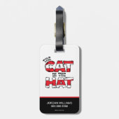 Katze im Hut | Roter und weißer Streifen Gepäckanhänger (Rückseite vertikal)