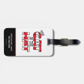 Katze im Hut | Roter und weißer Streifen Gepäckanhänger (Rückseite horizontal)