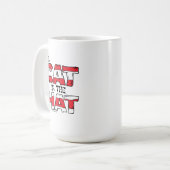 Katze im Hut | Roter und weißer Streifen Kaffeetasse (Vorderseite Links)