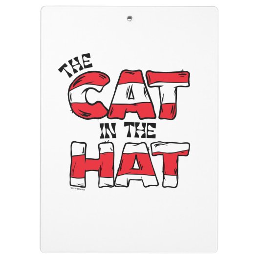 Katze im Hut | Roter und weißer Streifen Klemmbrett (Rückseite)