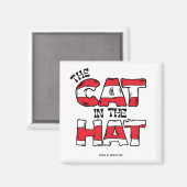 Katze im Hut | Roter und weißer Streifen Magnet (Vorderseite/Rückseite)
