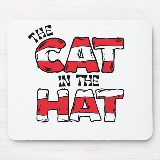 Katze im Hut | Roter und weißer Streifen Mousepad (Vorne)
