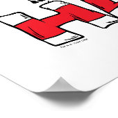 Katze im Hut | Roter und weißer Streifen Poster (Ecke)