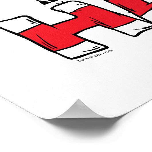 Katze im Hut | Roter und weißer Streifen Poster (Ecke)