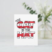 Katze im Hut | Roter und weißer Streifen Postkarte (Stehend Vorderseite)