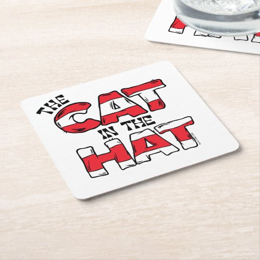 Katze im Hut | Roter und weißer Streifen Rechteckiger Pappuntersetzer (angewinkelt)