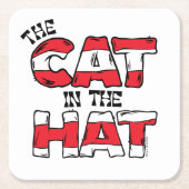 Katze im Hut | Roter und weißer Streifen Rechteckiger Pappuntersetzer (Vorderseite)