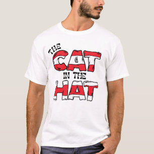 Katze im Hut   Roter und weißer Streifen T-Shirt