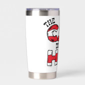 Katze im Hut | Roter und weißer Streifen Thermobecher (Vorderseite)