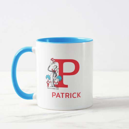 Katze im Hut, Sache mit einem Namen und Monogramm Tasse (Links)