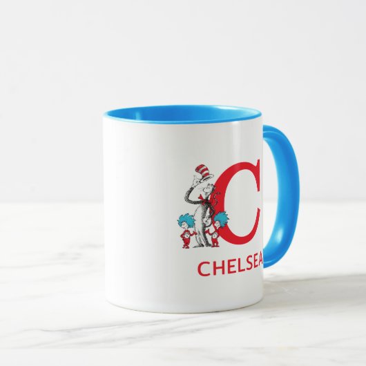 Katze im Hut, Sache mit einem Namen und Monogramm Tasse (VorderseiteRechts)