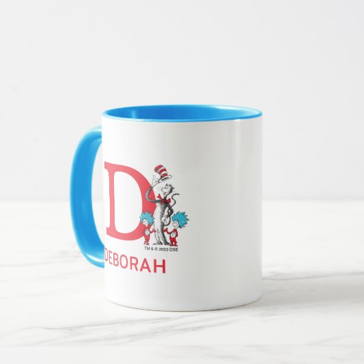 Katze im Hut, Sache mit einem Namen und Monogramm Tasse (Vorderseite Links)