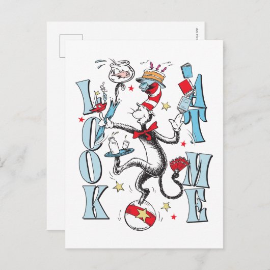 Katze im Hut | Schauen Sie mich an Postkarte (Vorne/Hinten)