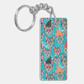 Katze im Hut Schlüsselanhänger (Vorderseite links)