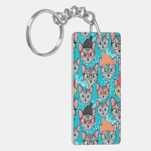 Katze im Hut Schlüsselanhänger (Vorderseite links)