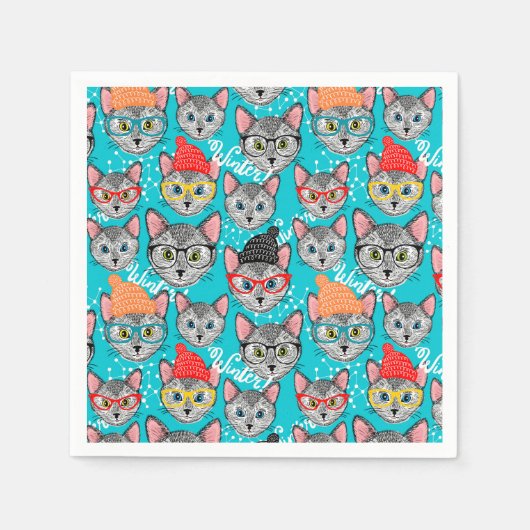 Katze im Hut Serviette (Vorderseite)