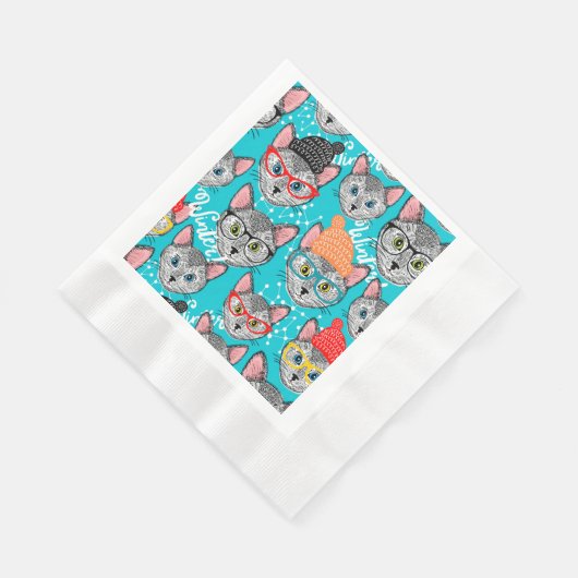 Katze im Hut Serviette (Ecke)