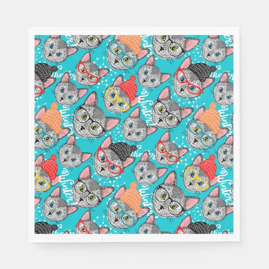 Katze im Hut Serviette (Vorderseite)